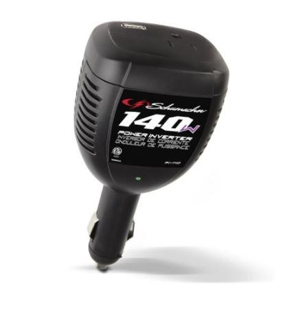 Schumacher Power Inverter, Inverts 10.5-15.5 Volt DC to 120 Volt AC, 140 Watt Continuous Output/ 280 Watt Peak Output, 85 Percent Efficiency – PI-140