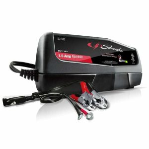 Schumacher Battery Charger, For 6 or 12 Volt Batteries, 1.5 Amp Charging Current, 5.88 Inch Length X 3-3/4 Inch Width X 8-3/4 Inch Height – SC1343