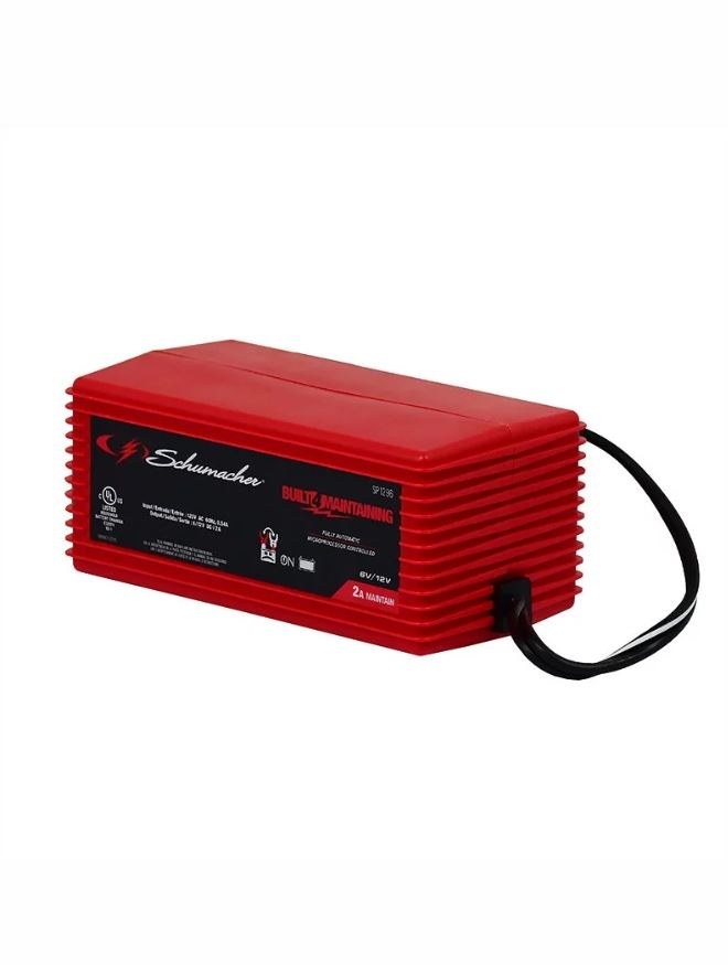 Schumacher Battery Charger, BUILT4CHARGING, For 6 or 12 Volt Batteries, 120 Volt Power Supply, 2 Amp Charging Current – SP1296