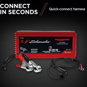 Schumacher Battery Charger, BUILT4CHARGING, For 6 or 12 Volt Batteries, 120 Volt Power Supply, 2 Amp Charging Current – SP1296