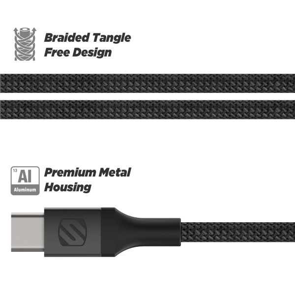 Scoshe Ind. USB Cable, Strikeline ™ Premium, For Charging and Syncing Smartphones/ Hard Drives and Laptops, USB-C to USB-C Cable – CAB4-SP