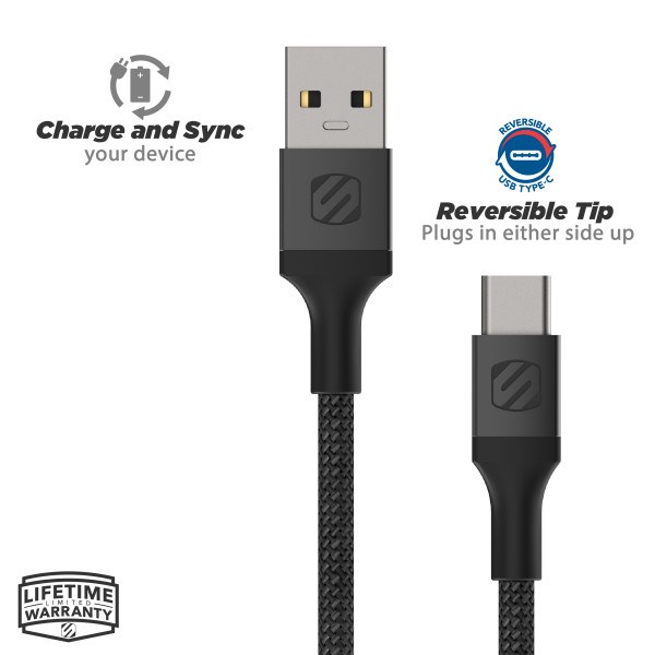 Scoshe Ind. USB Cable, Strikeline ™ Premium, For Charging and Syncing Smartphones/ Hard Drives and Laptops, USB-C to USB-C Cable – CAB4-SP