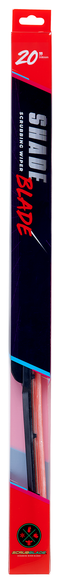 Scrubblade Windshield Wiper Blade, Shadeblade ®, 20 Inch Length, Single Blade, Rad Red, Standard, Ceramic Coated Silicone Blade – CBR2000