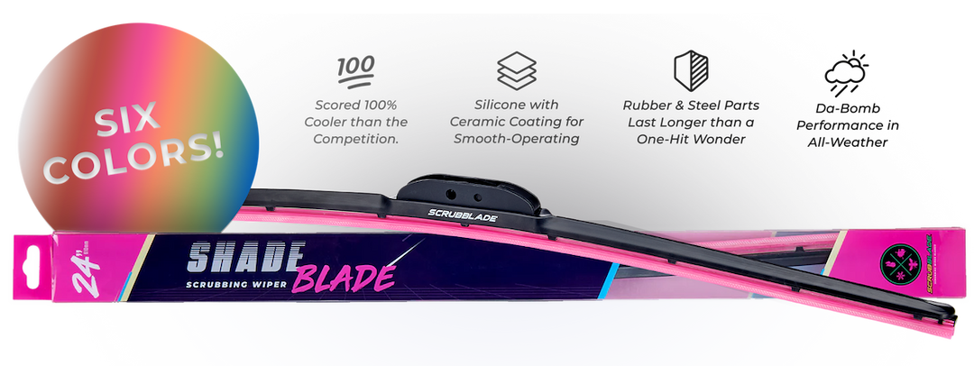 Scrubblade Windshield Wiper Blade, Shadeblade ®, 17 Inch Length, Single Blade, Without Spoiler, Wild White, Standard – CBW1700