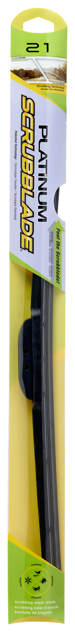 Scrubblade Windshield Wiper Blade, Platinum, 21 Inch Length, Single Blade, Black, Winter, Rubber Covered Frame, Graphite Coated Blades – HS2100