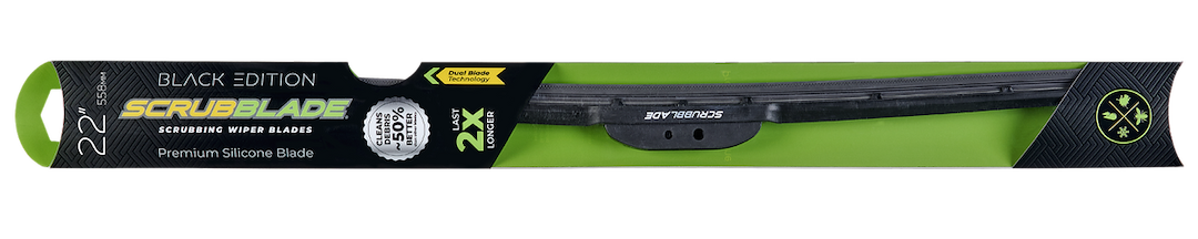 Scrubblade Windshield Wiper Blade, Black Edition, 24 Inch Length, Single Blade, Without Spoiler, Standard, Ceramic Coated Silicone Blade – PB2400