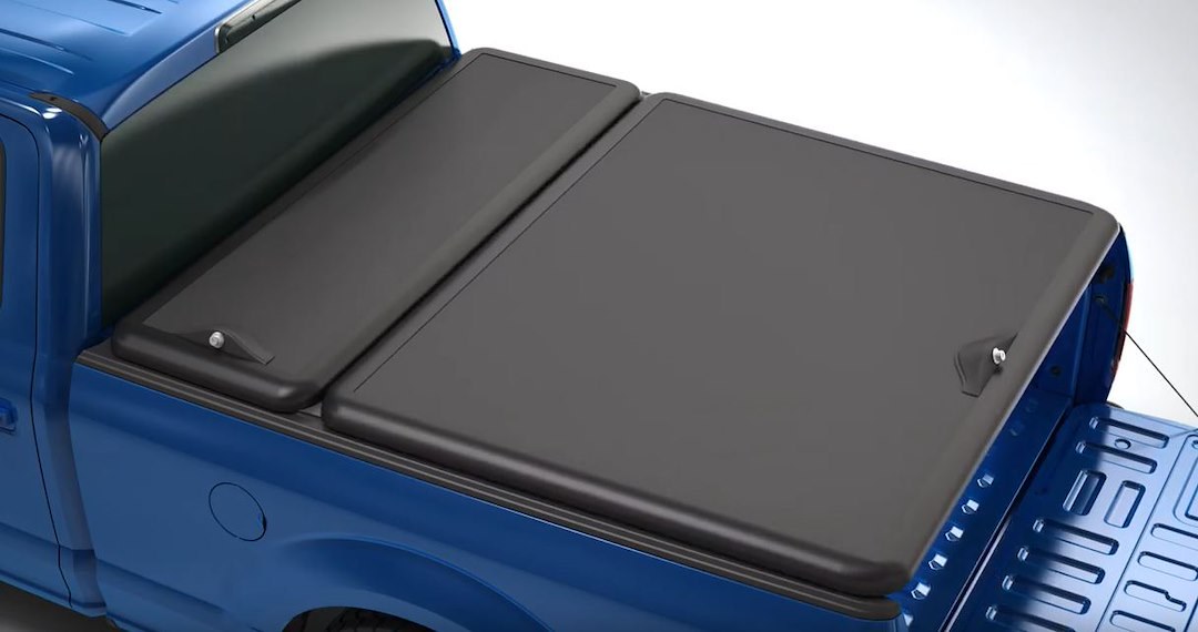 Stowe Cargo Tonneau Cover, Tilt-Up, Lockable, Black, Polyurea Coated Aluminum and Composite, With Crossover Single Lid Toolbox – R255009