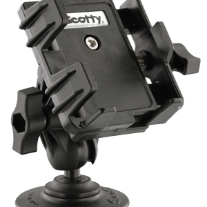 Scotty Inc. Cell Phone Mount, Fits 2-3/4 to 3-3/4 Inch Width Cell Phone, Dual Ball Joint, 7/8 to 1-1/4 Post/ Track/ Rail Mount, Black – 0139