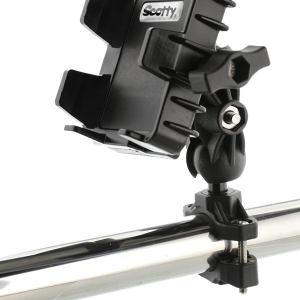 Scotty Inc. Cell Phone Mount, Fits 2-3/4 to 3-3/4 Inch Width Cell Phone, Dual Ball Joint, 7/8 to 1-1/4 Post/ Track/ Rail Mount, Black – 0139