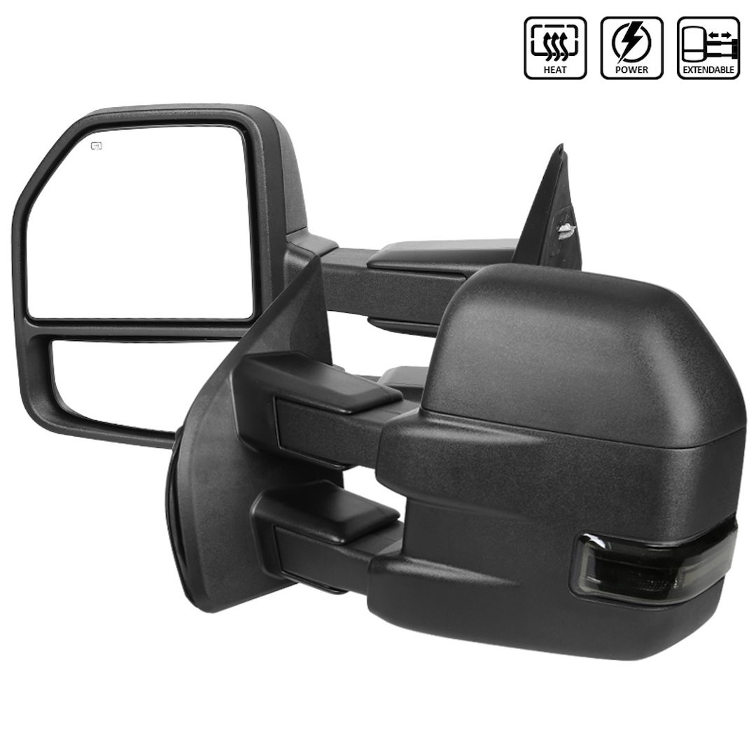 Spec-D Tunin Exterior Towing Mirror, 10 Inch Width X 12 Inch Height, Extends Up to 23 Inch – RMX-F15015F3GH-P-FS
