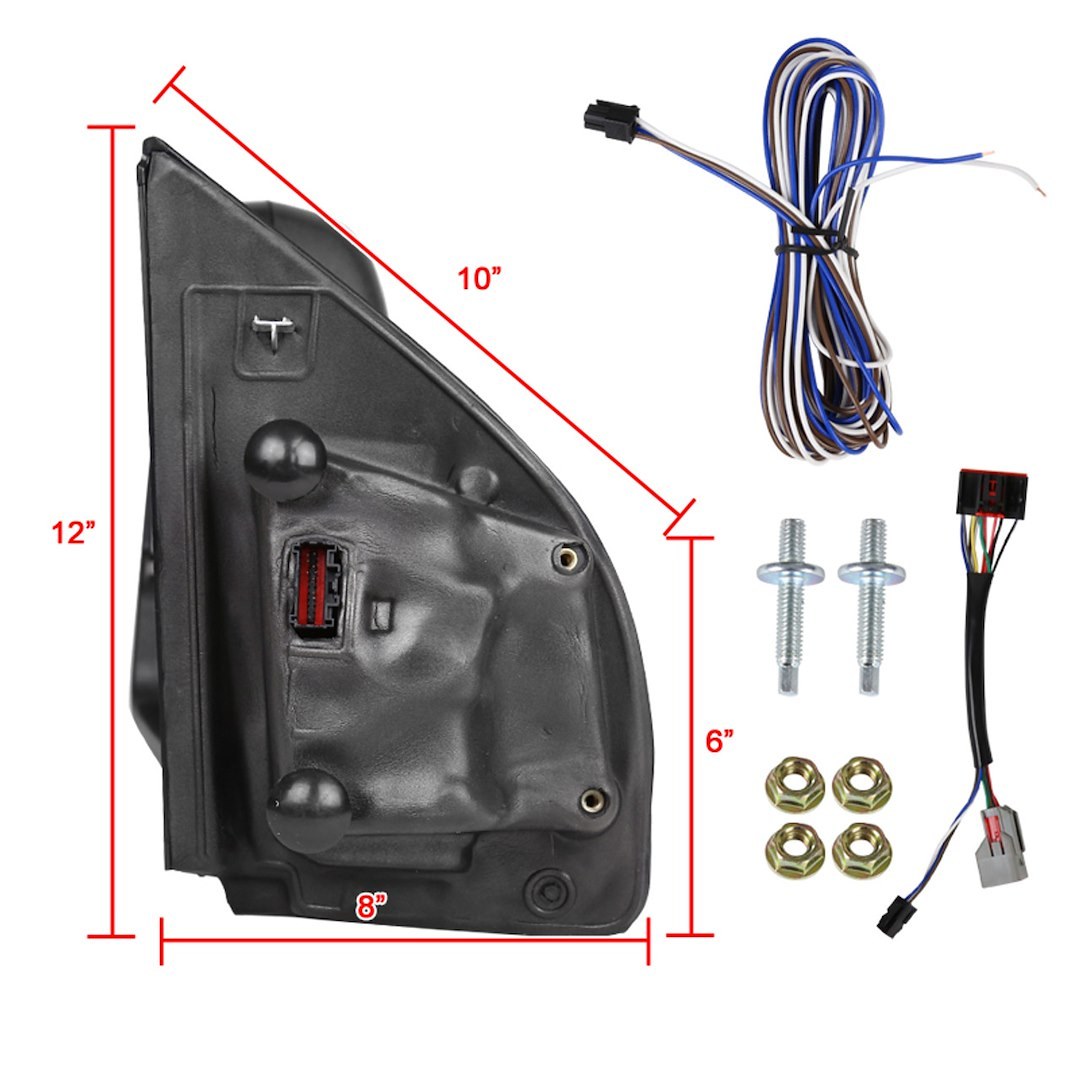 Spec-D Tunin Exterior Towing Mirror, 10 Inch Width X 12 Inch Height, Extends Up to 23 Inch – RMX-F15015F3GH-P-FS
