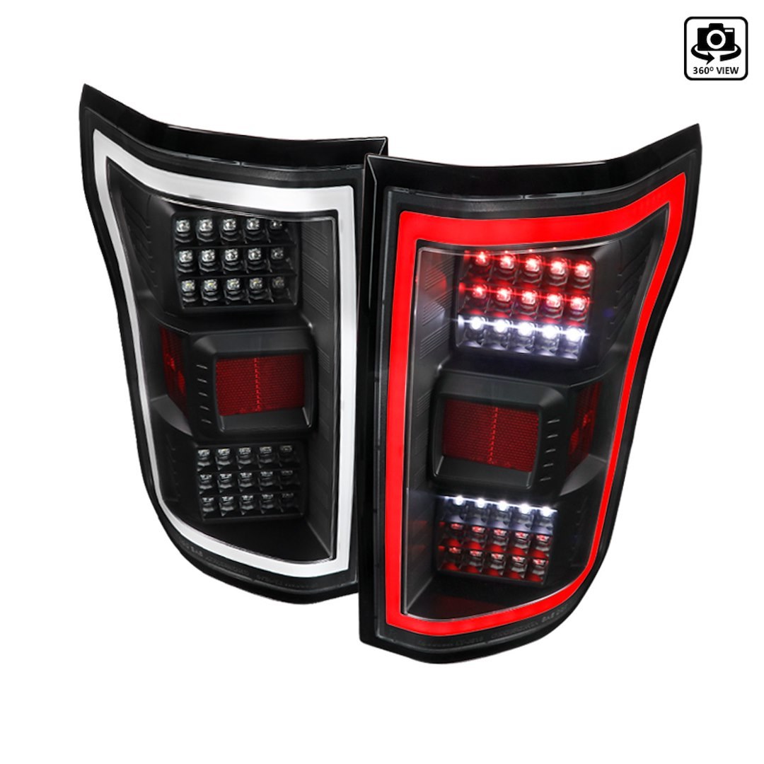 Spec-D Tunin Tail Light Assembly, LED, Clear Lens, Matte Black Housing, Red/ White Bulb, Set of 2 – LT-F15018JMLED-TM