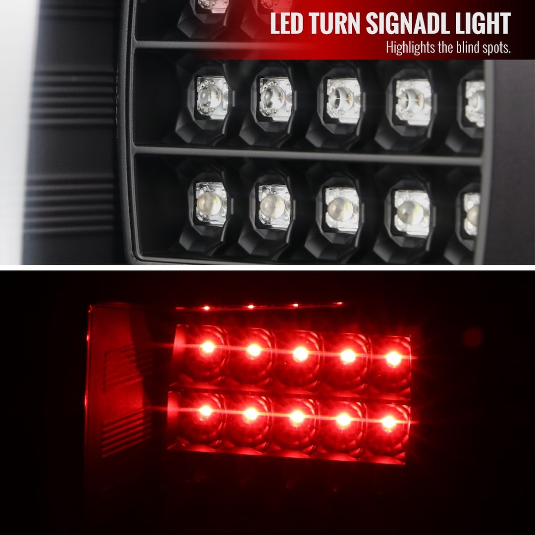 Spec-D Tunin Tail Light Assembly, LED, Clear Lens, Matte Black Housing, Red/ White Bulb, Set of 2 – LT-F15018JMLED-TM