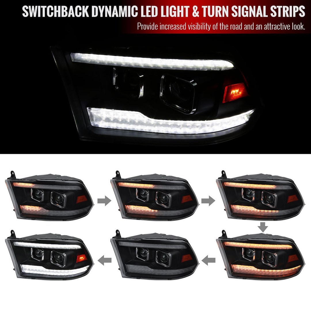 Spec-D Tunin Headlight Assembly, Halogen Bulb – 2LHP-RAM09SMG7-SQ-RS