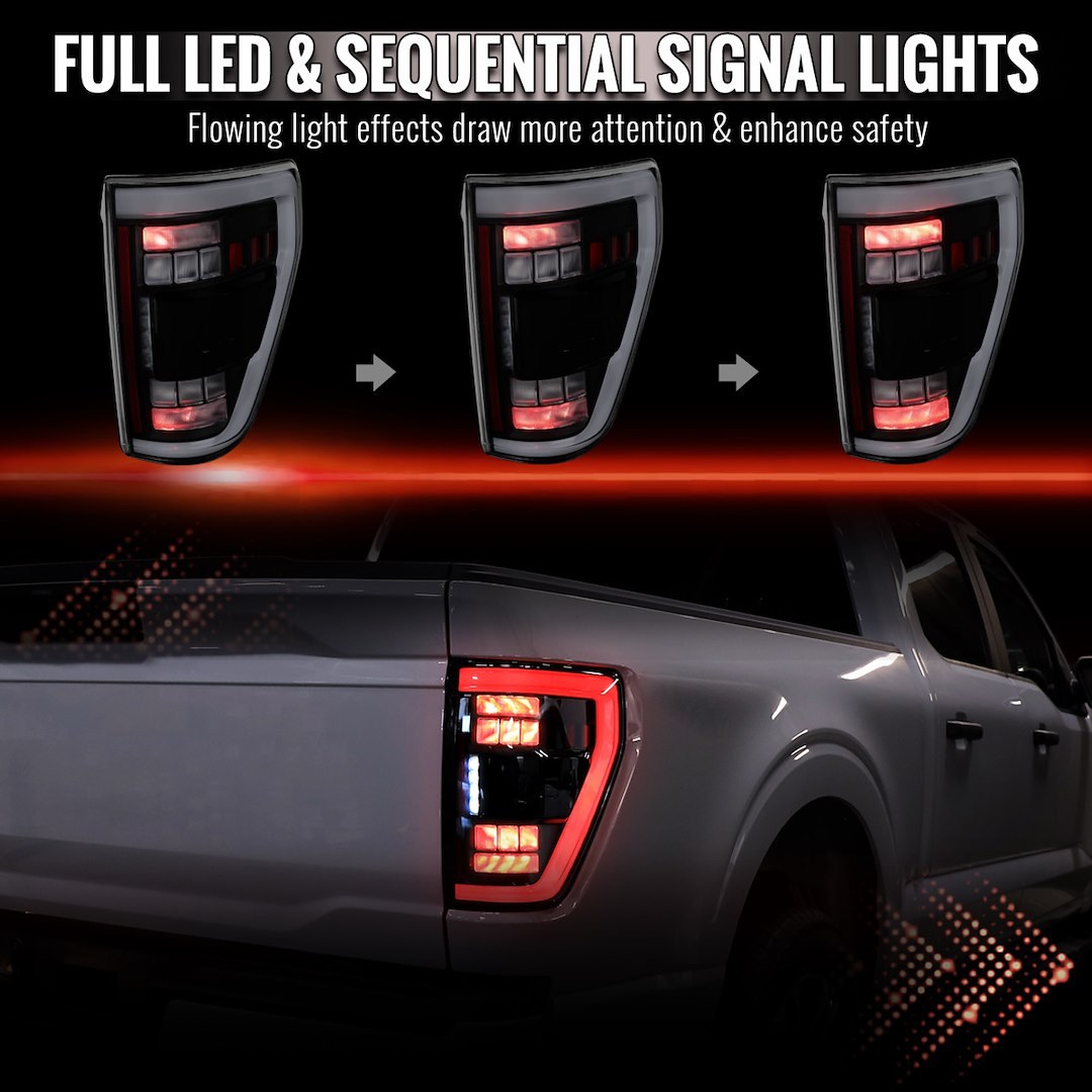 Spec-D Tunin Tail Light Assembly, Clear Lens with Reflex Reflector, Black ABS Plastic Housing, LED Bulb – LT-F15021JMBSM-SQ-RS