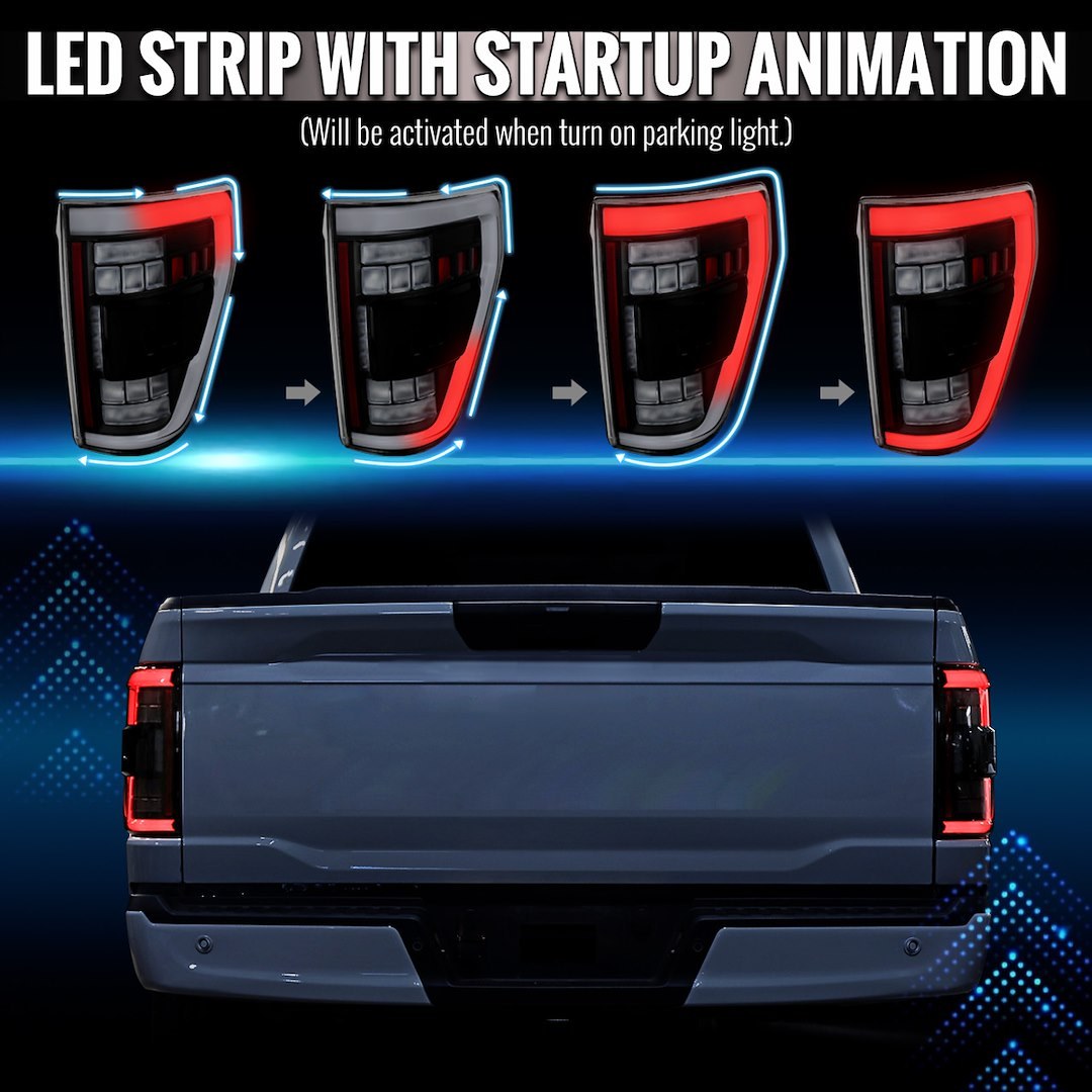 Spec-D Tunin Tail Light Assembly, Clear Lens with Reflex Reflector, Black ABS Plastic Housing, LED Bulb – LT-F15021JMBSM-SQ-RS