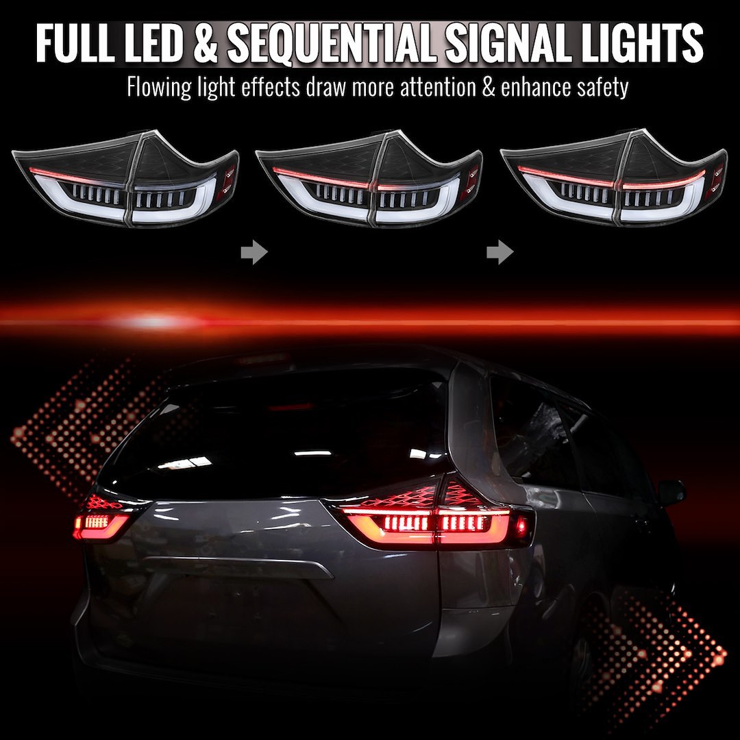 Spec-D Tunin Tail Light Assembly, Clear Lens, Black ABS Plastic Housing, LED Bulb – LT-SNA11JMLED-SQ-RS