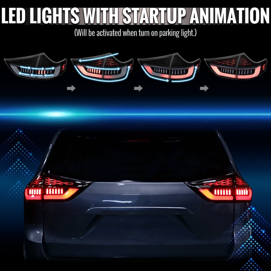 Spec-D Tunin Tail Light Assembly, Clear Lens, Black ABS Plastic Housing, LED Bulb – LT-SNA11JMLED-SQ-RS