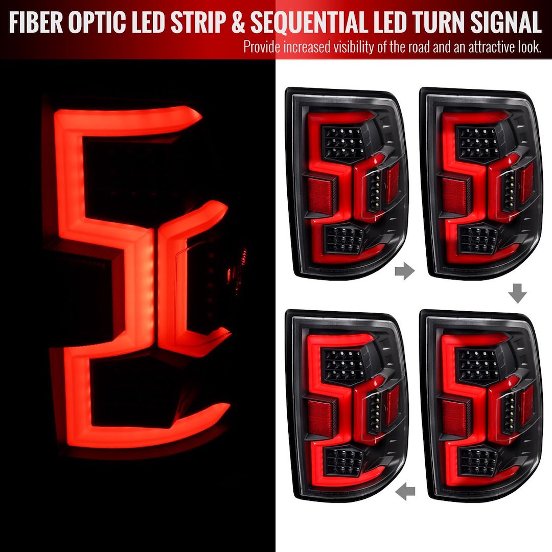 Spec-D Tunin Tail Light Assembly, LED, Clear Lens with Red Reflector, Black Housing – LT-RAM1925JRLD-SQ-TM