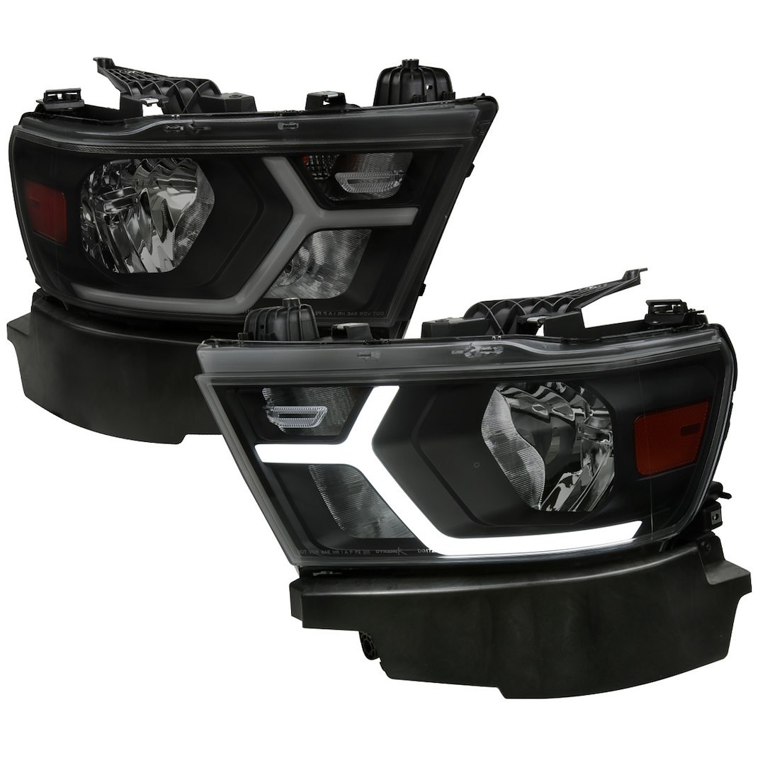 Spec-D Tunin Headlight Assembly, Factory Style Beam with Fiber Optic Dynamic Animated LED Strip/ Turn Signal Light – 2LH-RAM1915SM-G3-RS