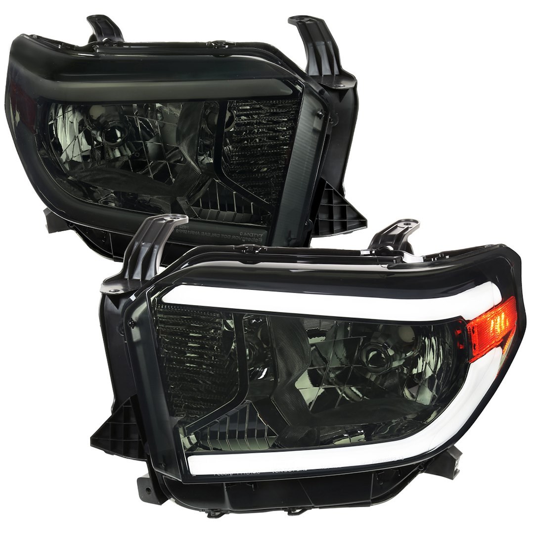 Spec-D Tunin Headlight Assembly, Factory Style Beam with Fiber Optic Daytime Running Light/ Turn Signal Light and Side Marker Light – 2LH-TUN14G-G3-GO