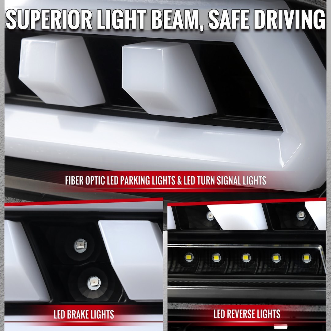 Spec-D Tunin Tail Light Assembly, Clear Lens with Reflex Reflector, Black ABS Plastic Housing, LED Bulb – LT-CMR14JMLED-SQ-TM