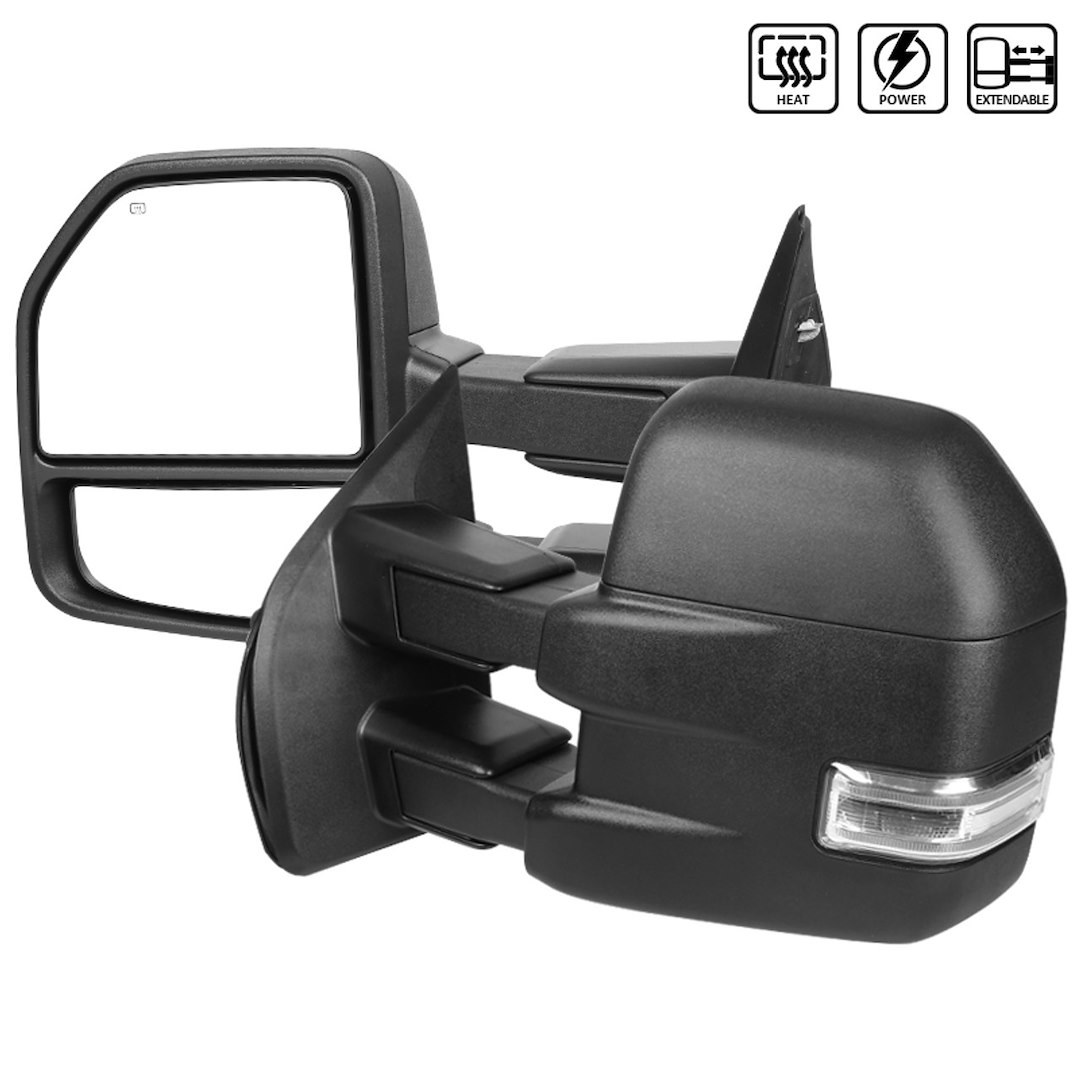 Spec-D Tunin Exterior Towing Mirror, 10 Inch Width X 12 Inch Height, Extends Up to 23 Inch – RMX-F15015F3H-P-FS