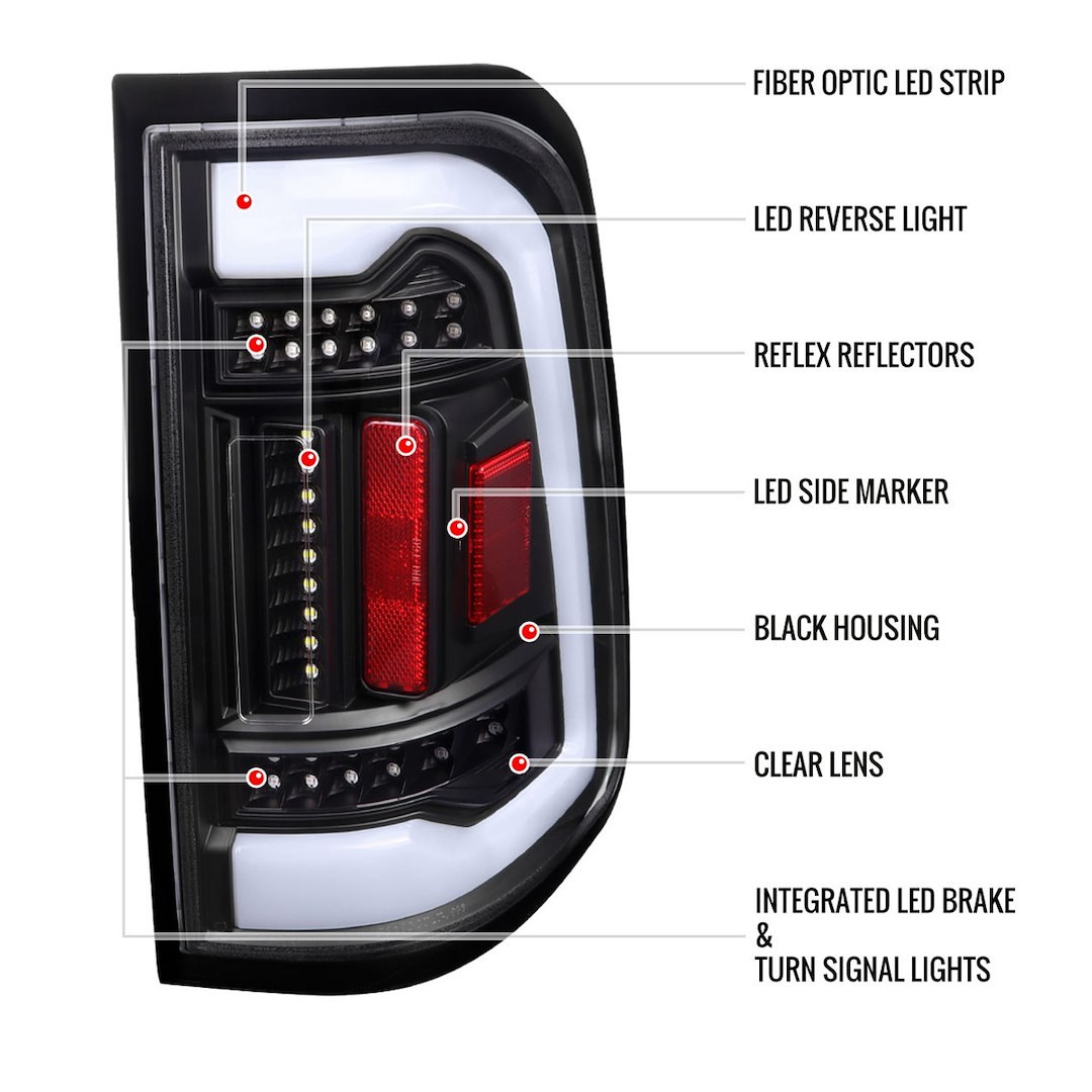Spec-D Tunin Tail Light Assembly, LED, Clear Lens, Matte Black ABS Plastic Housing – LT-RAM1915JMLED-TM