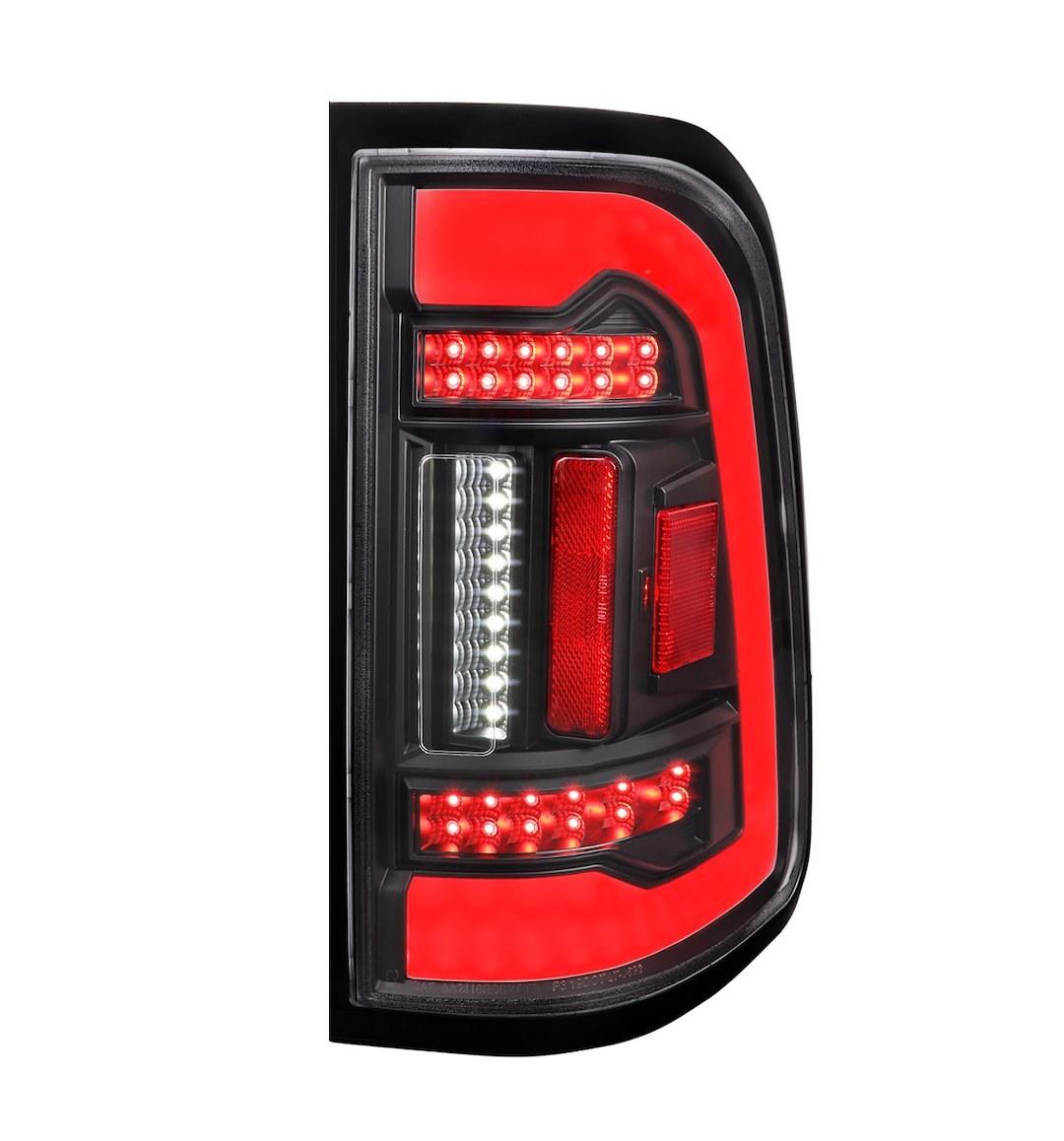 Spec-D Tunin Tail Light Assembly, Clear Lens, Glossy Black Housing, LED Bulb, Set of 2, With Red LED Bar – LT-RAM1915JRLED-TM
