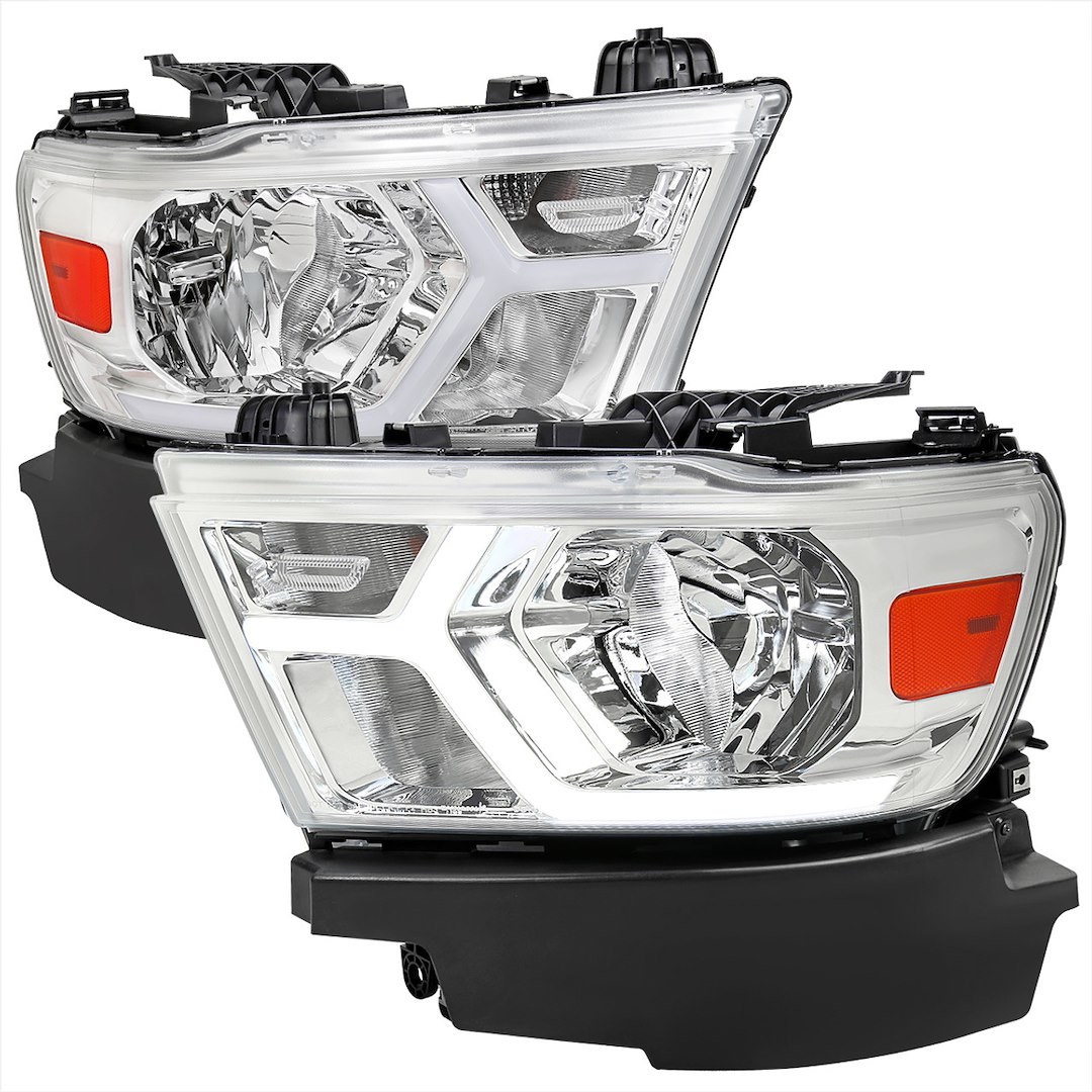 Spec-D Tunin Headlight Assembly, Factory Style Beam with Fiber Optic Dynamic Animated LED Strip/ Turn Signal Light – 2LH-RAM1915-G3-RS