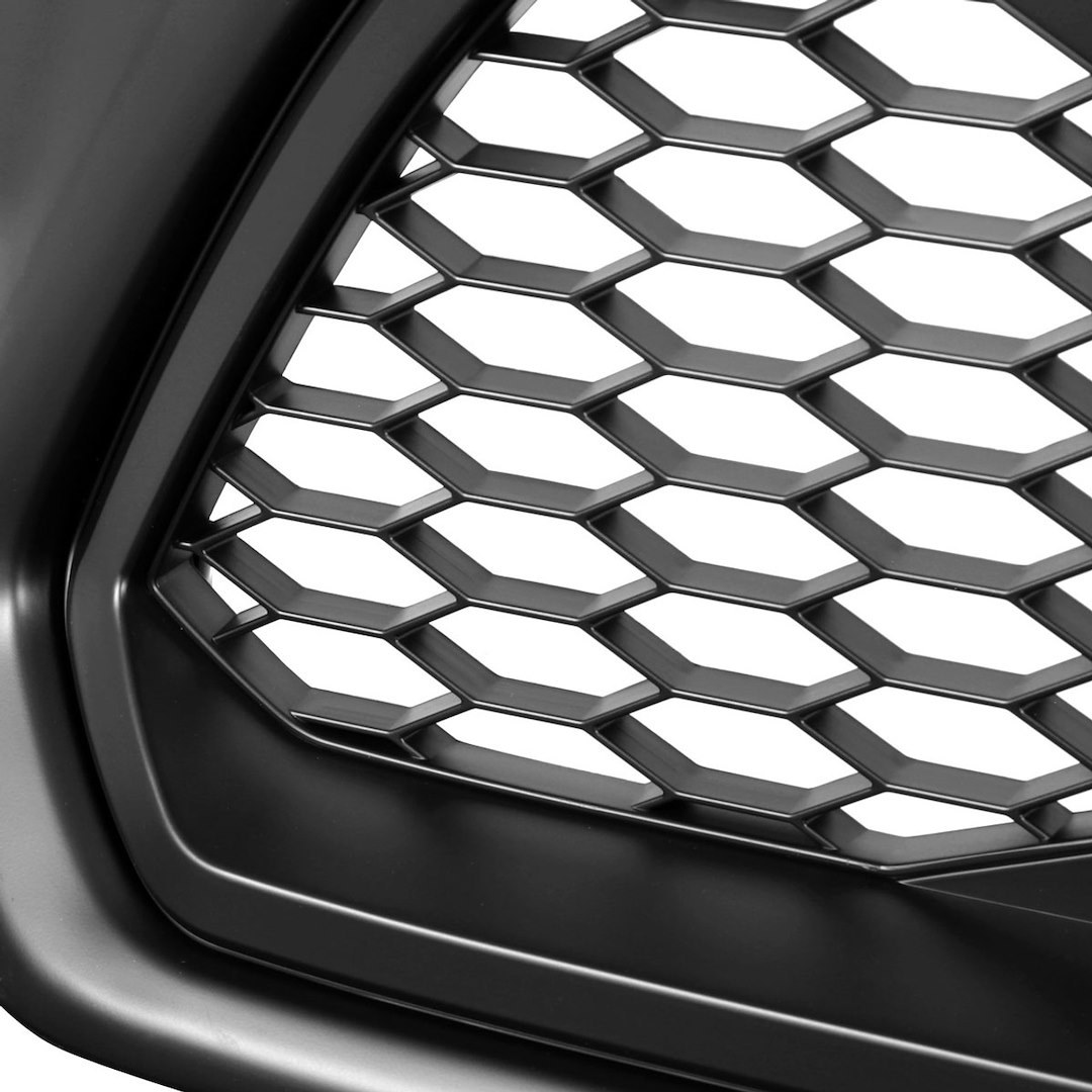 Spec-D Tunin Grille, Honeycomb Style, With Light Cutout, Matte Black, ABS Plastic, With 3 Amber LED Lights, Emblem Not Included – HG-TAC12BB-LED-KH