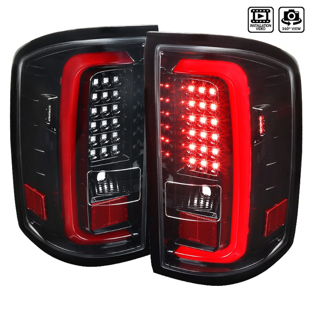 Spec-D Tunin Tail Light Assembly, LED, Clear Lens, Jet Black Housing, Red Bulb, Set of 2, Bulbs Not Included for Reverse Lights – LT-SIE14BKLED-TM