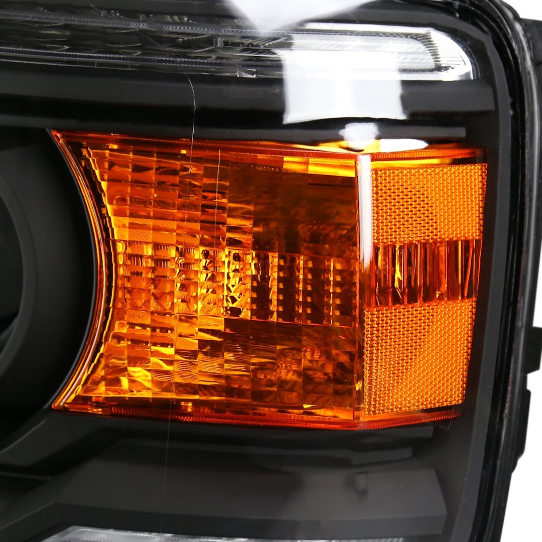 Spec-D Tunin Headlight Assembly, Projector Headlights with LED Light Strip, Clear Lens, Matte Black Housing, DOT/ SAE Approved – 2LHP-SIE14JM-DRL-GO