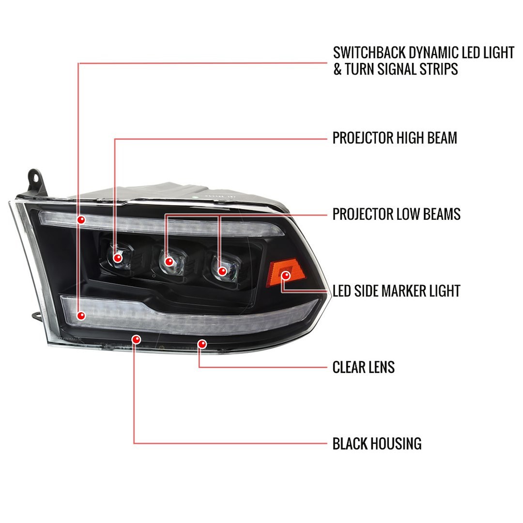 Spec-D Tunin Headlight Assembly, LED – 2LHE-RAM09JM-SQ-RS