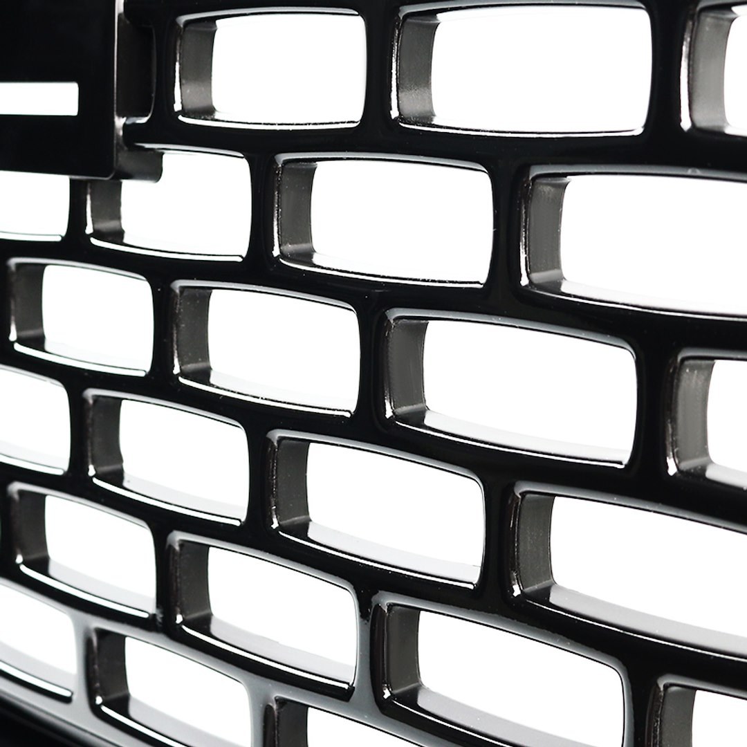 Spec-D Tunin Grille, Denali Style with Mesh, With Emblem Cutout, Gloss Black, ABS Plastic, Emblem Not Included – HG-GMC14BK-GL