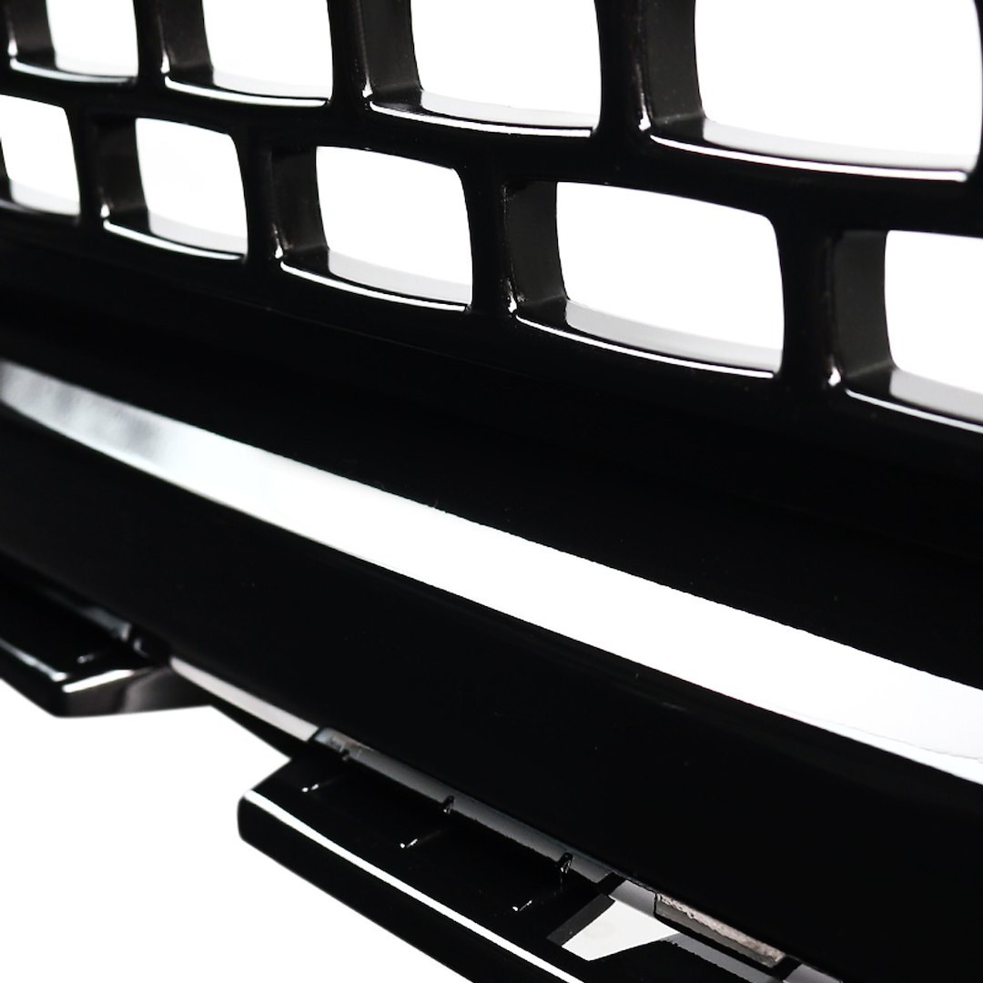 Spec-D Tunin Grille, Denali Style with Mesh, With Emblem Cutout, Gloss Black, ABS Plastic, Emblem Not Included – HG-GMC14BK-GL