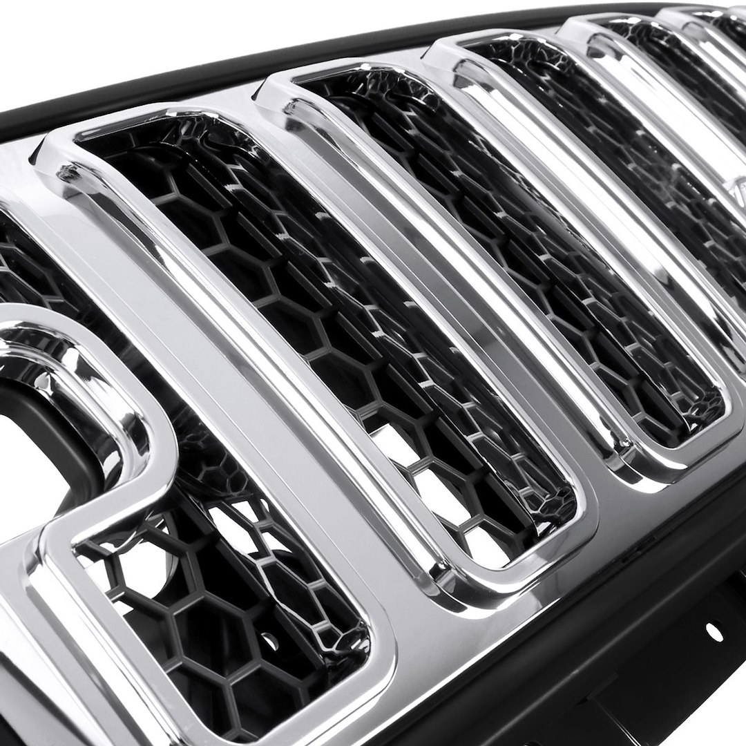 Spec-D Tunin Grille, Honeycomb Style, With Light Cutouts and with Emblem Cutout, Chrome Plated, ABS Plastic, With Brackets and Hardware – HG-BCO21C-GL