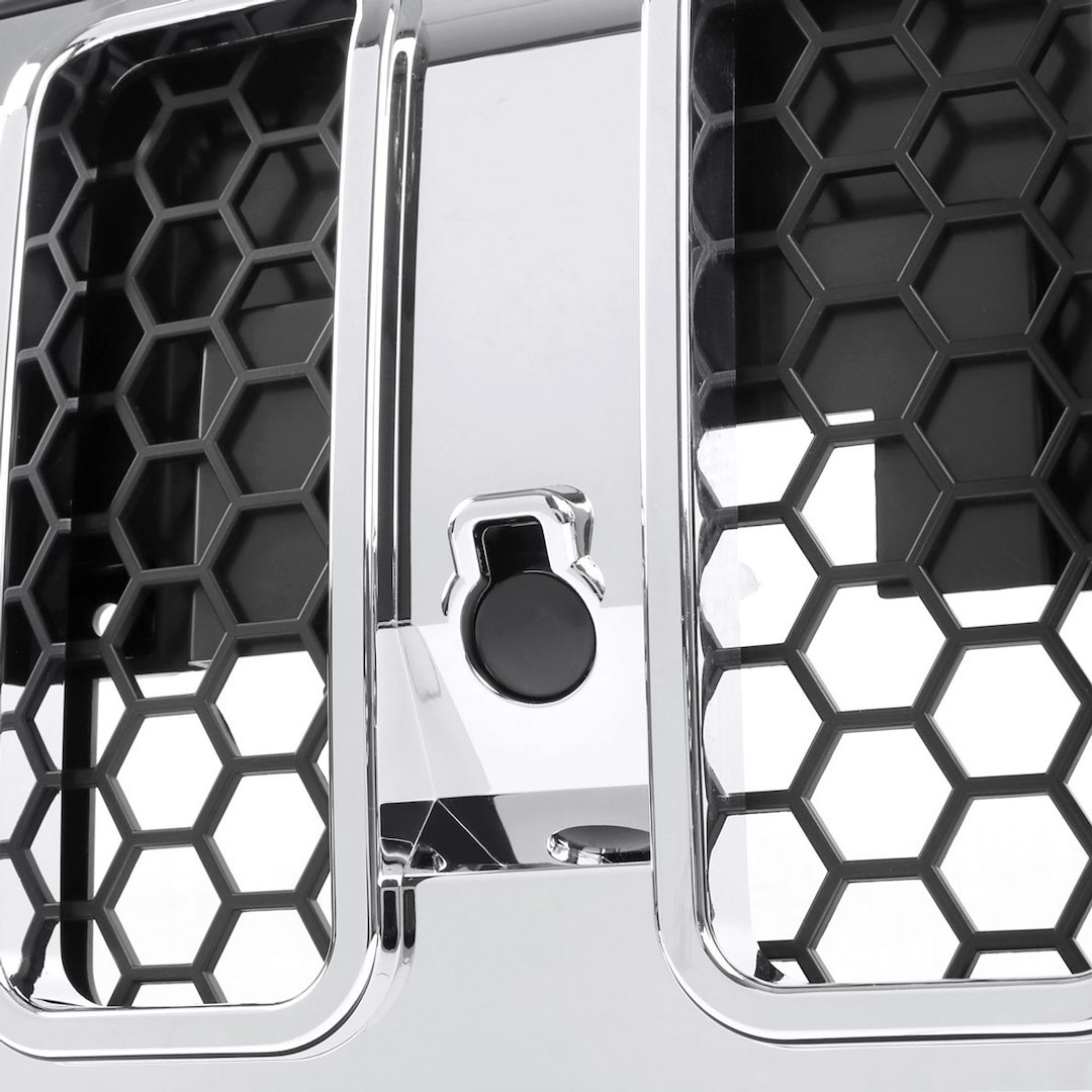 Spec-D Tunin Grille, Honeycomb Style, With Light Cutouts and with Emblem Cutout, Chrome Plated, ABS Plastic, With Brackets and Hardware – HG-BCO21C-GL