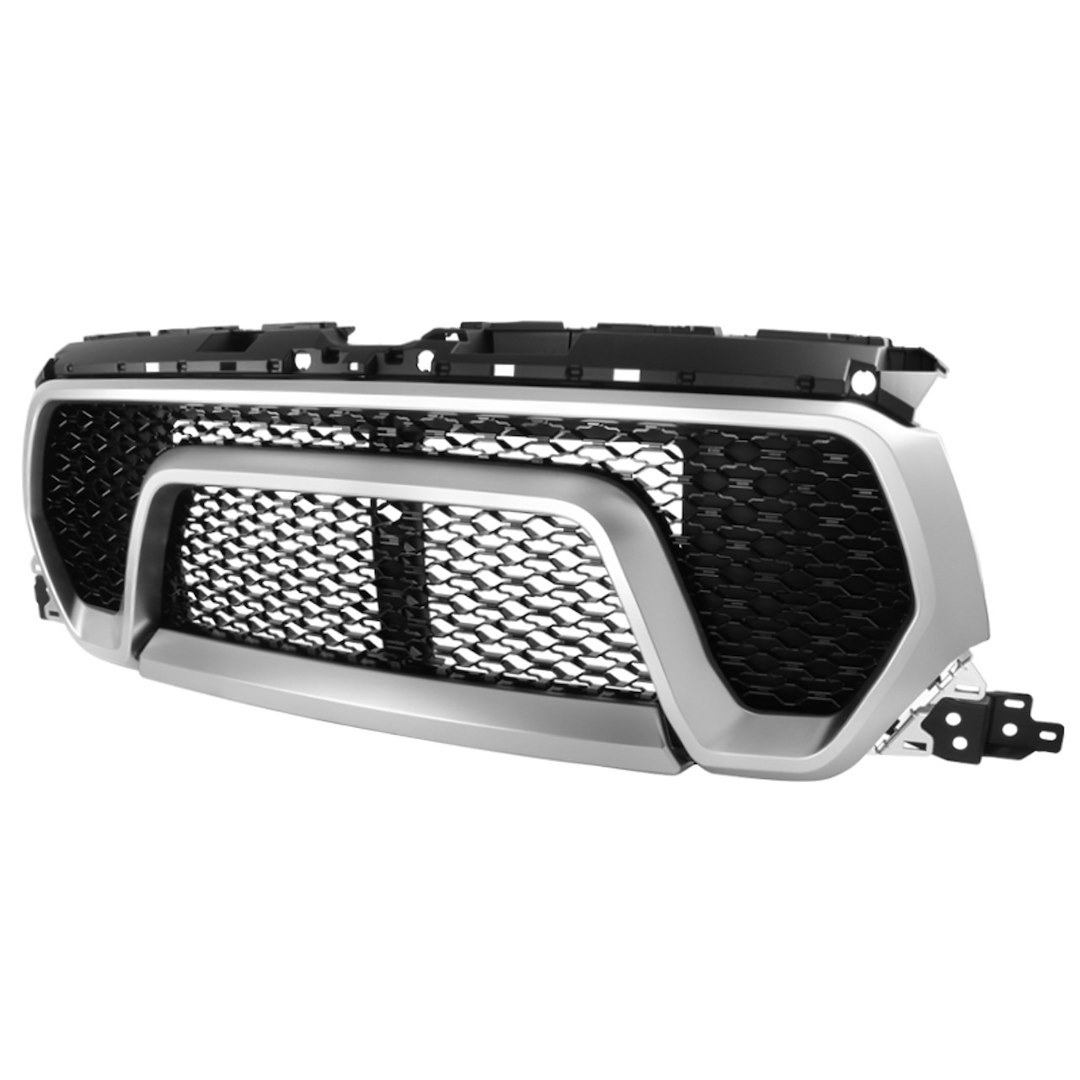 Spec-D Tunin Grille, Mesh Style, Without Emblem Cutout/ Without Light Cutout, Gloss Black, ABS Plastic, 1 Piece – HG-RAM1915SLB-RB-GL