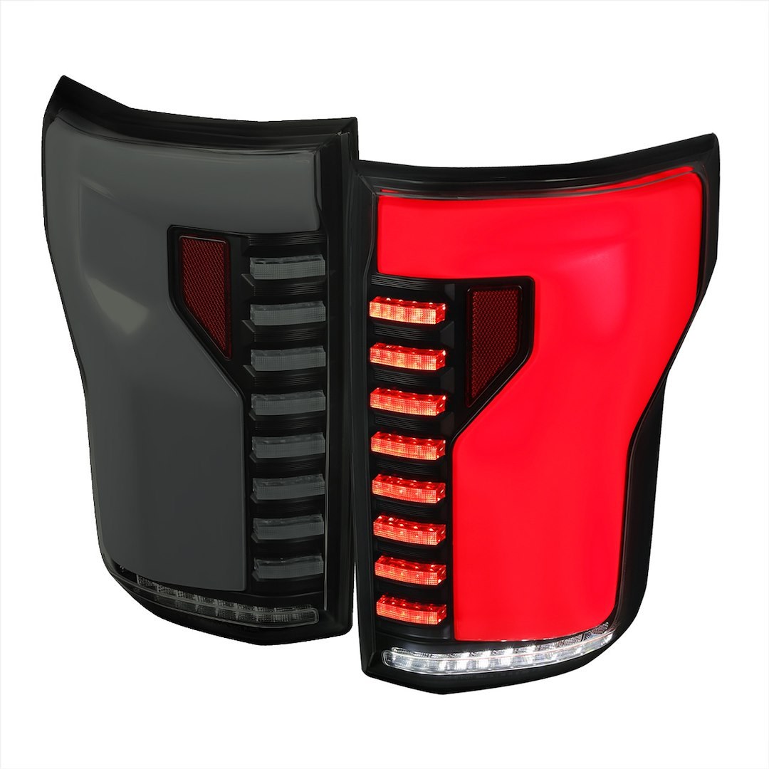 Spec-D Tunin Tail Light Assembly, LED, Smoke Lens with Red Reflector, Black ABS Plastic Housing – LT-F15015BBLED-SQ-RS