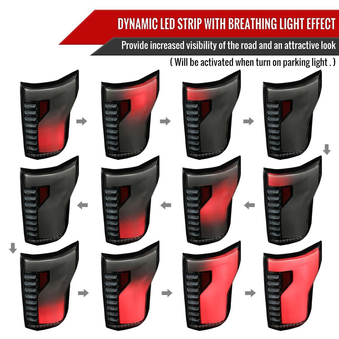 Spec-D Tunin Tail Light Assembly, LED, Smoke Lens with Red Reflector, Black ABS Plastic Housing – LT-F15015BBLED-SQ-RS
