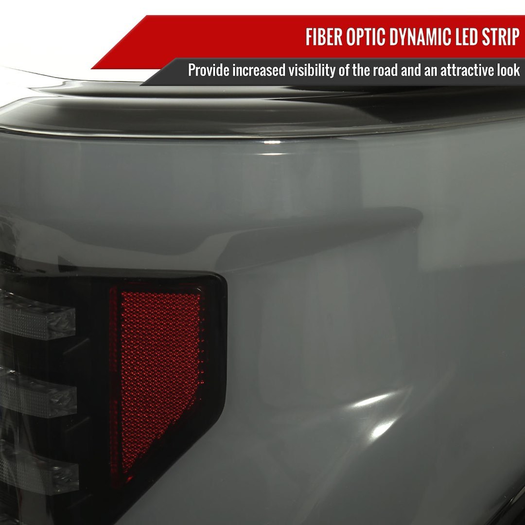 Spec-D Tunin Tail Light Assembly, LED, Smoke Lens with Red Reflector, Black ABS Plastic Housing – LT-F15015BBLED-SQ-RS