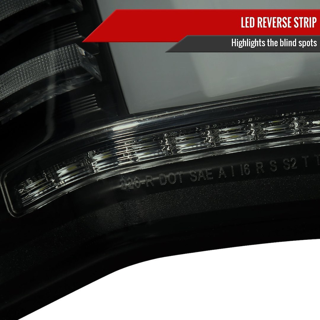 Spec-D Tunin Tail Light Assembly, LED, Smoke Lens with Red Reflector, Black ABS Plastic Housing – LT-F15015BBLED-SQ-RS