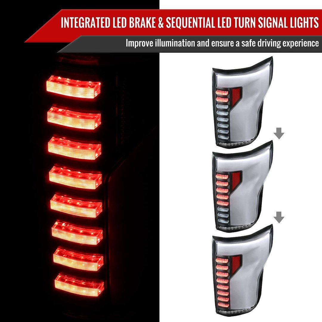 Spec-D Tunin Tail Light Assembly, LED, Clear Lens with Red Reflector, Matte Black ABS Plastic Housing – LT-F15015JMLED-SQ-RS