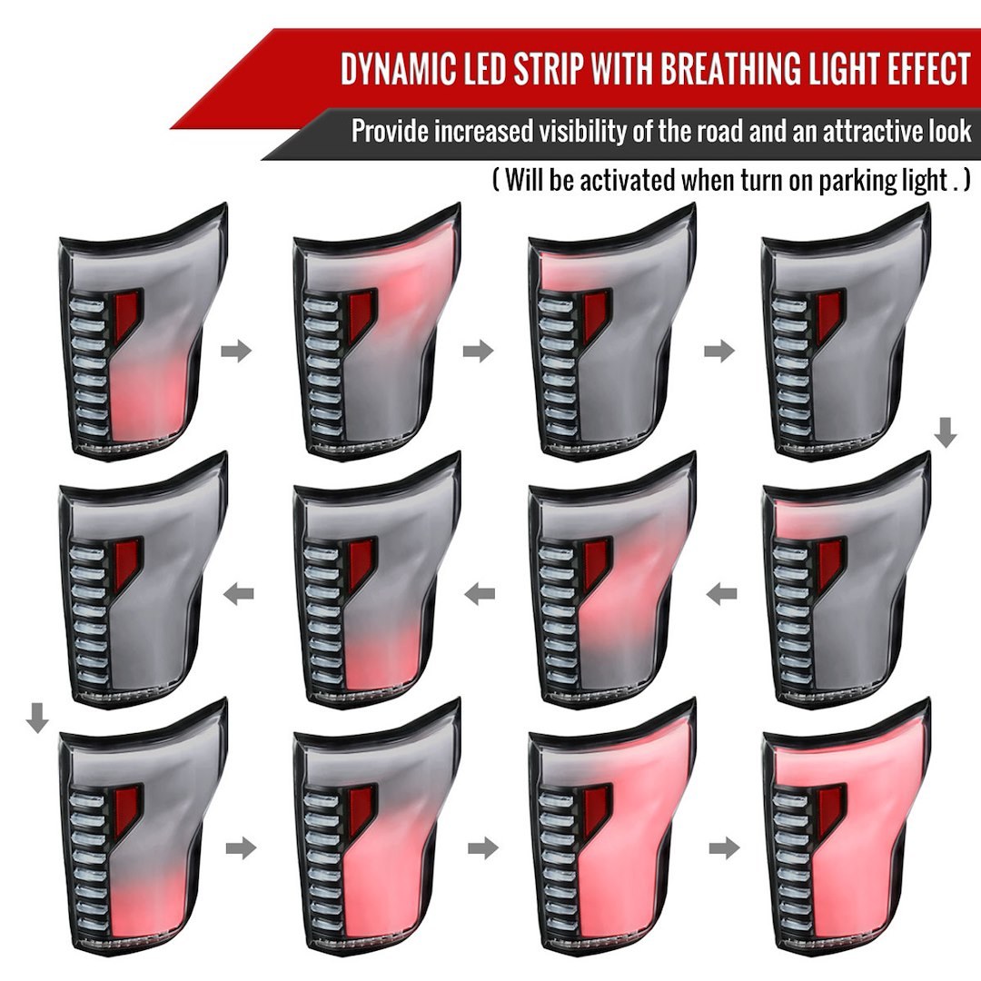 Spec-D Tunin Tail Light Assembly, LED, Clear Lens with Red Reflector, Matte Black ABS Plastic Housing – LT-F15015JMLED-SQ-RS