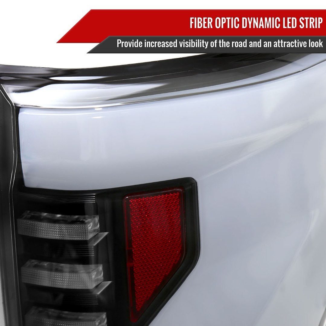 Spec-D Tunin Tail Light Assembly, LED, Clear Lens with Red Reflector, Matte Black ABS Plastic Housing – LT-F15015JMLED-SQ-RS