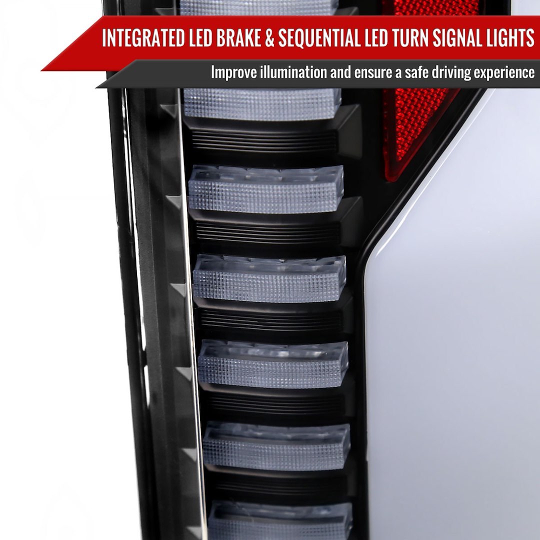 Spec-D Tunin Tail Light Assembly, LED, Clear Lens with Red Reflector, Matte Black ABS Plastic Housing – LT-F15015JMLED-SQ-RS