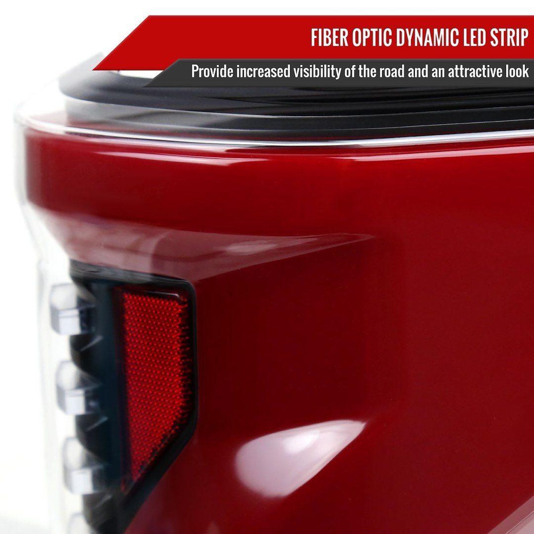 Spec-D Tunin Tail Light Assembly, LED, Red Lens with Red Reflector, Matte Black ABS Plastic Housing – LT-F15015JRLED-SQ-RS