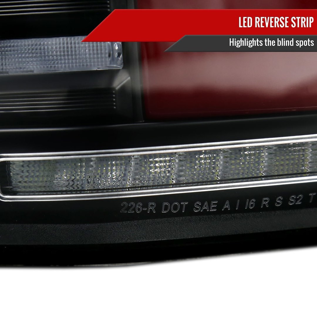 Spec-D Tunin Tail Light Assembly, LED, Red Lens with Red Reflector, Matte Black ABS Plastic Housing – LT-F15015JRLED-SQ-RS
