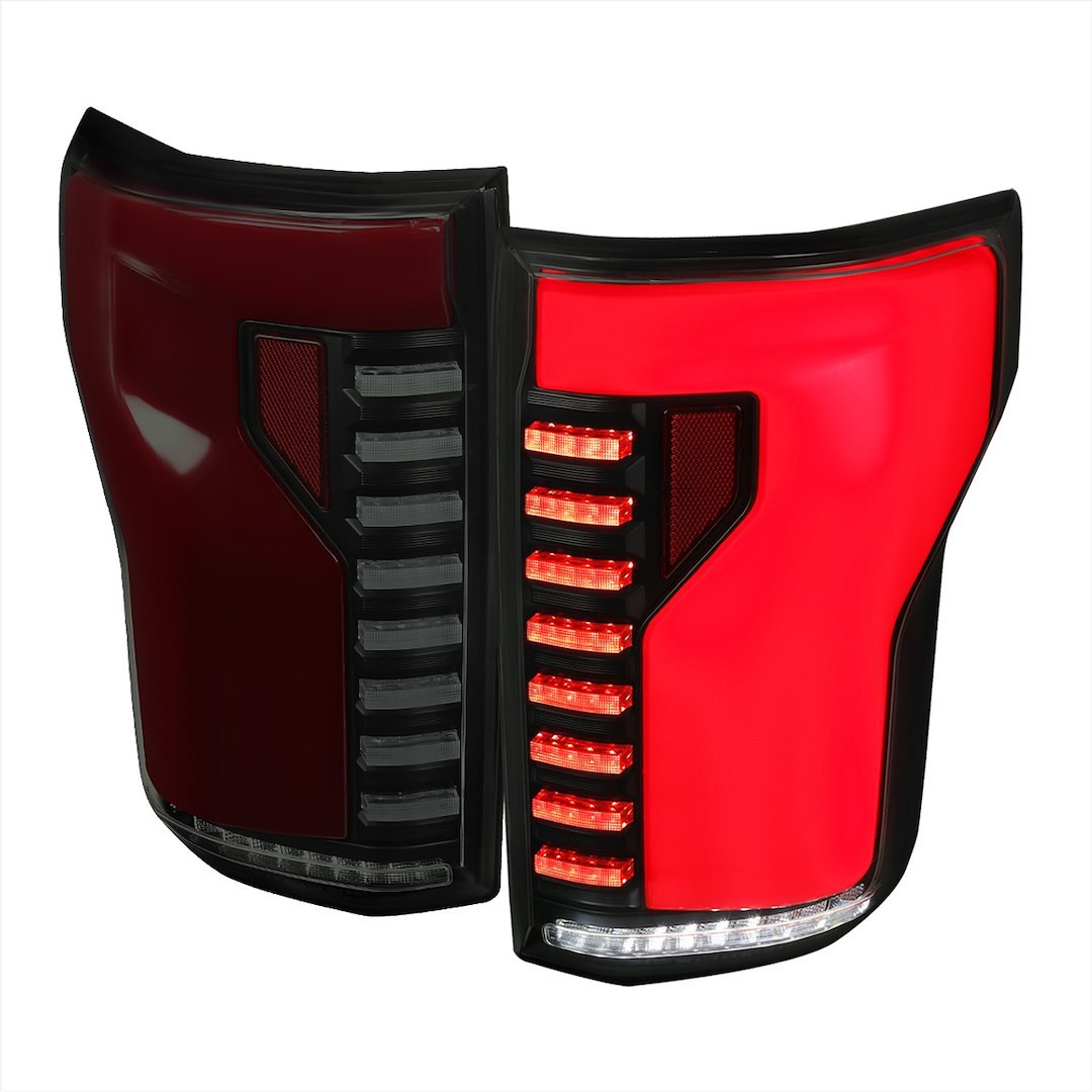 Spec-D Tunin Tail Light Assembly, LED, Smoke Lens with Red Reflector, Black ABS Plastic Housing – LT-F15015SMLED-SQ-RS